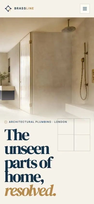 BRASSLINE — Architectural Plumbing London mobile website preview