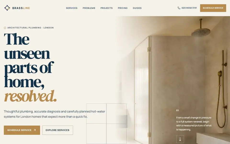 BRASSLINE — Architectural Plumbing London website screenshot