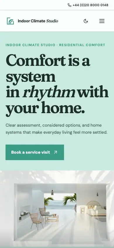 Indoor Climate Studio mobile website preview
