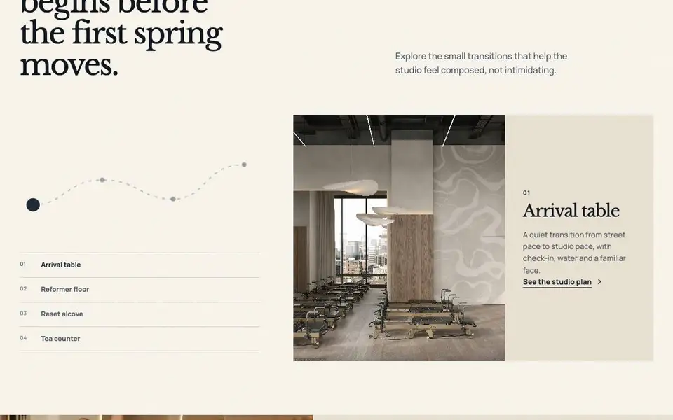 Ink & Form — Boutique Reformer Pilates interior page and content preview