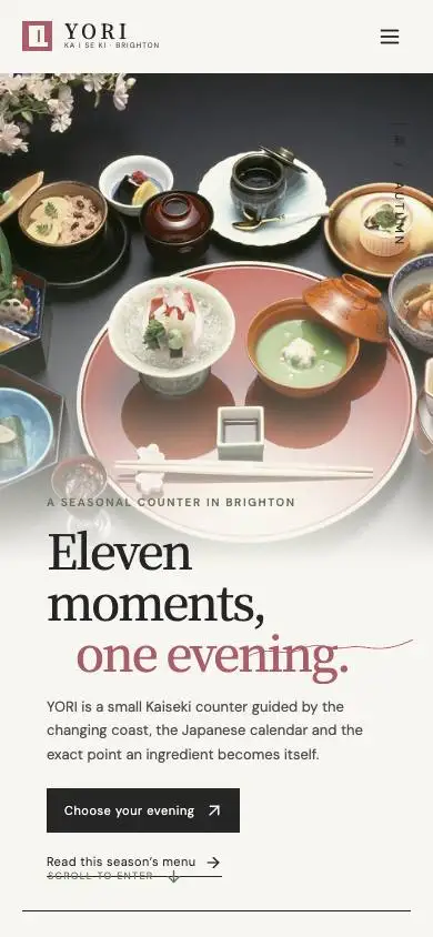 Japanese Kaiseki mobile website preview
