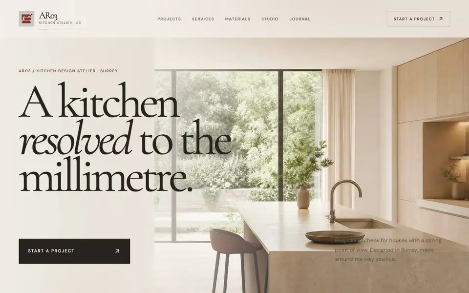 AR03 Kitchen Design Atelier website screenshot