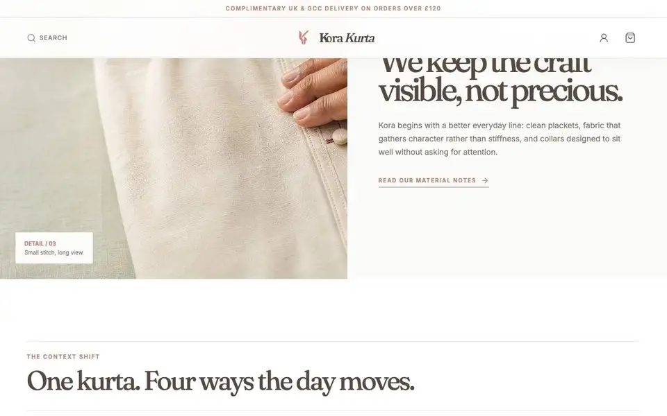Kora Kurta interior page and content preview