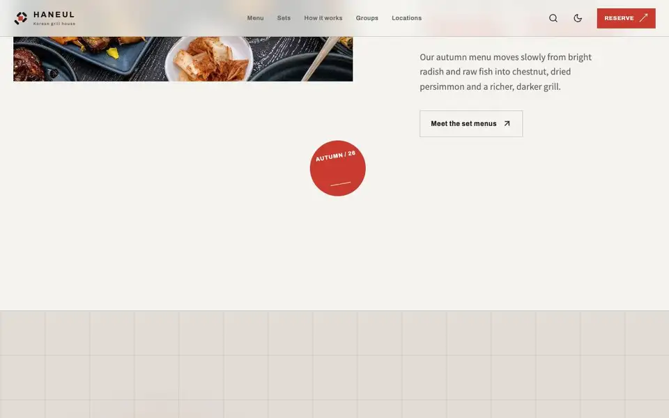 Korean Grill House interior page and content preview