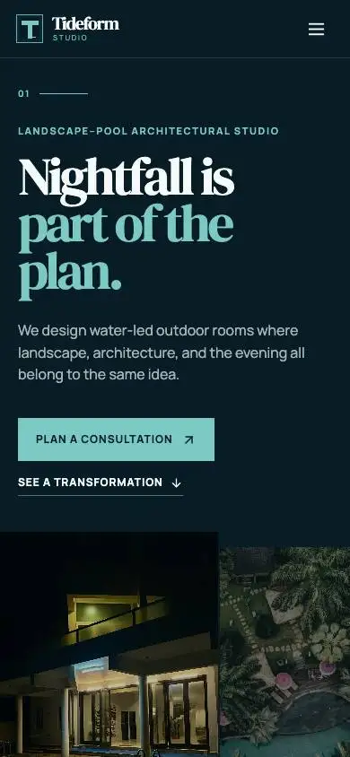 Tideform Studio — Landscape–Pool Architectural Studio mobile website preview