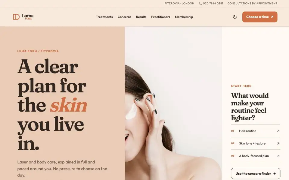 Luma Form — Laser Body Clinic website screenshot