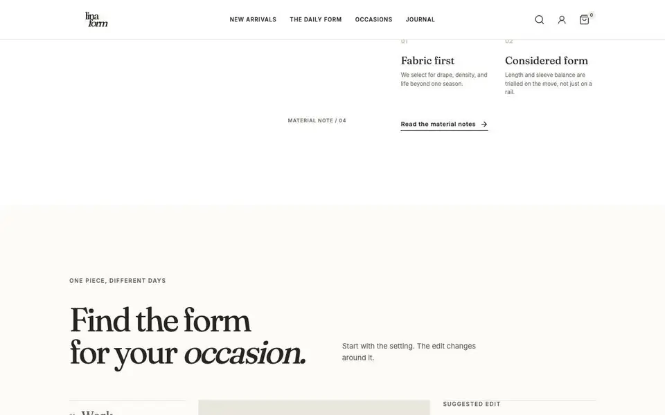 Lina Form interior page and content preview