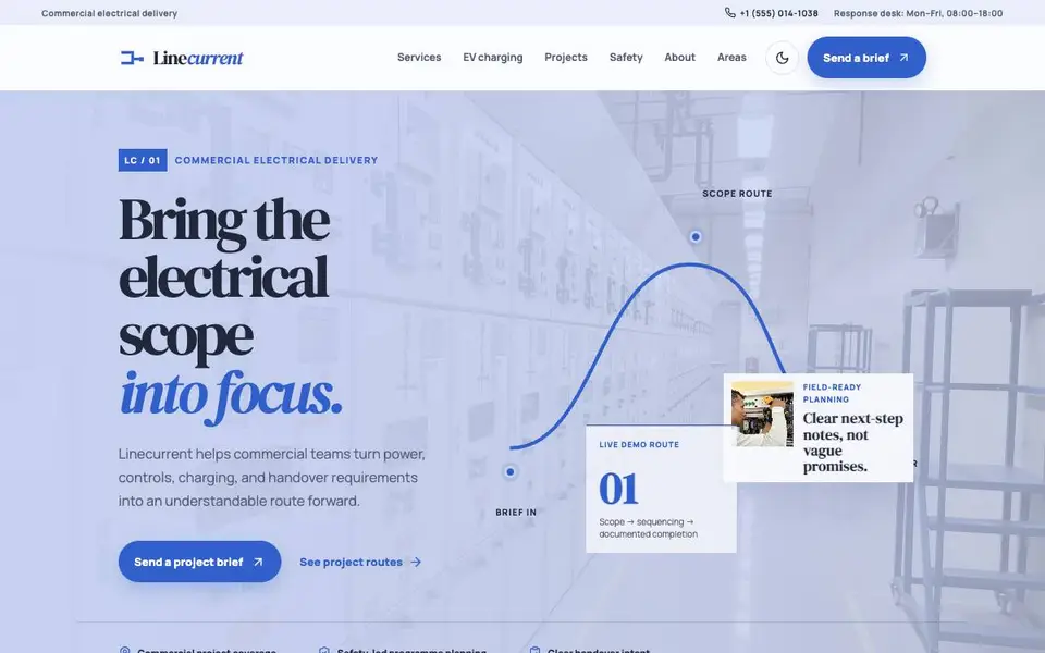 Linecurrent — Commercial Electrical Systems website screenshot