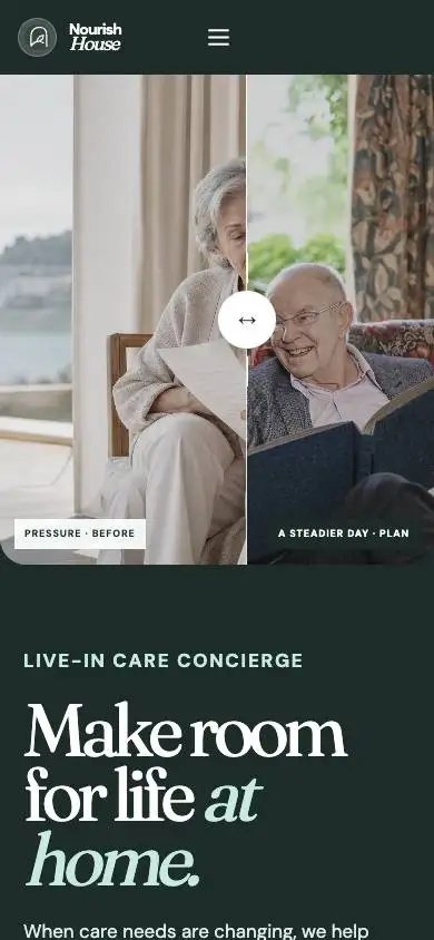 Nourish House — Live-In Care Concierge mobile website preview