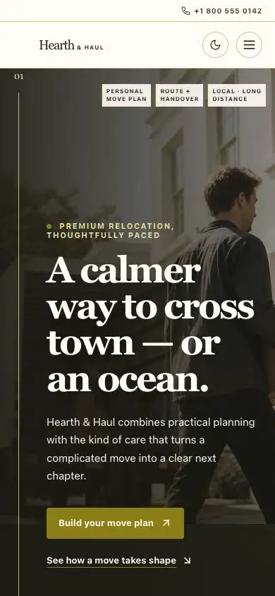 Hearth & Haul — Premium Moving Company Experience mobile website preview
