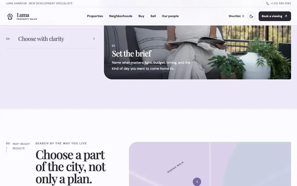 Luma Property Sales interior page and content preview
