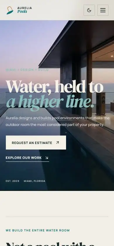 Aurelia Pools — Luxury Pool Design & Build mobile website preview