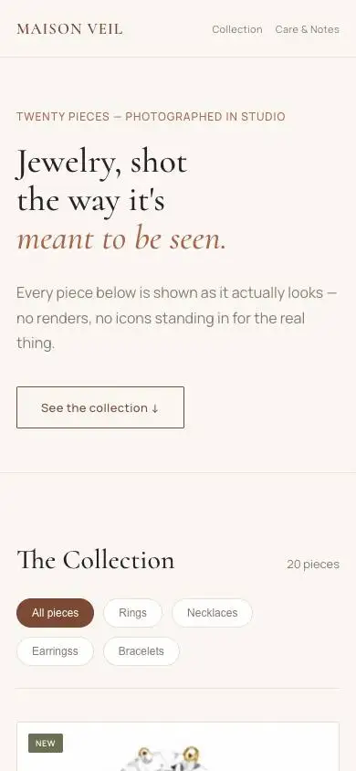 Maison Veil mobile website preview