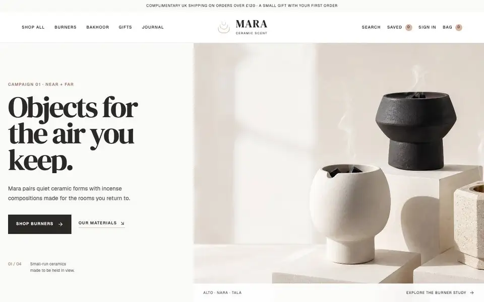 Mara Ceramic Scent website screenshot