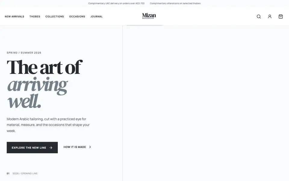 Mizan Menswear website screenshot