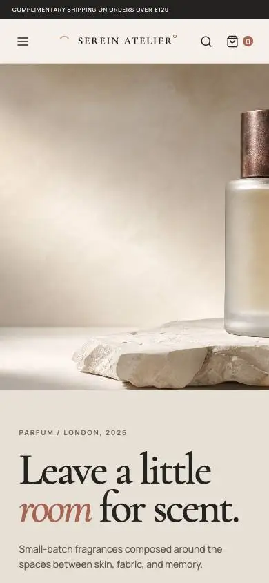 Modern Fragrance Maison mobile website preview
