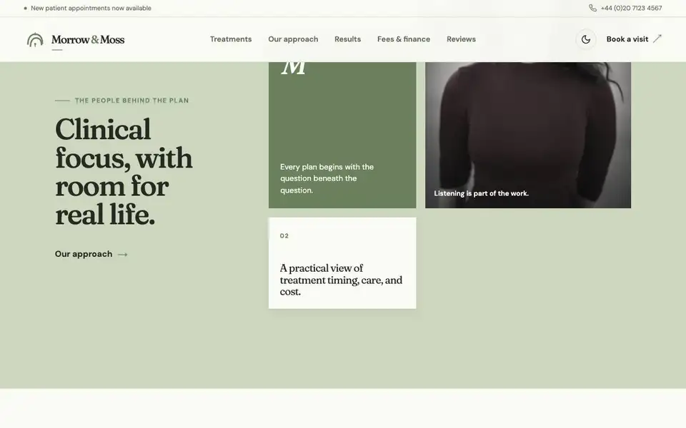 Morrow & Moss Orthodontics interior page and content preview