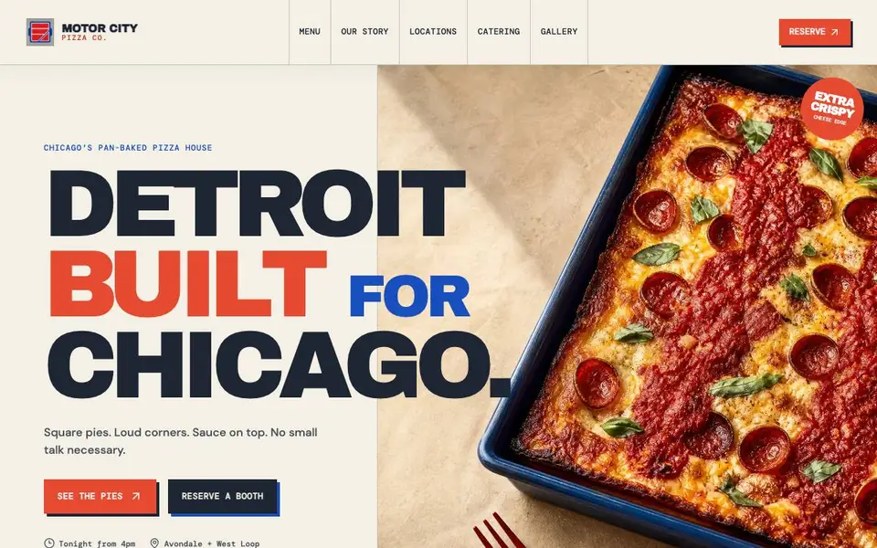 Motor City Pizza Co. website screenshot