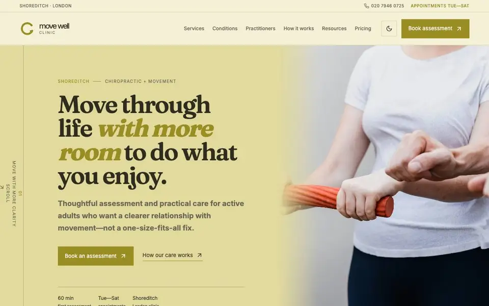 Move Well Clinic website screenshot
