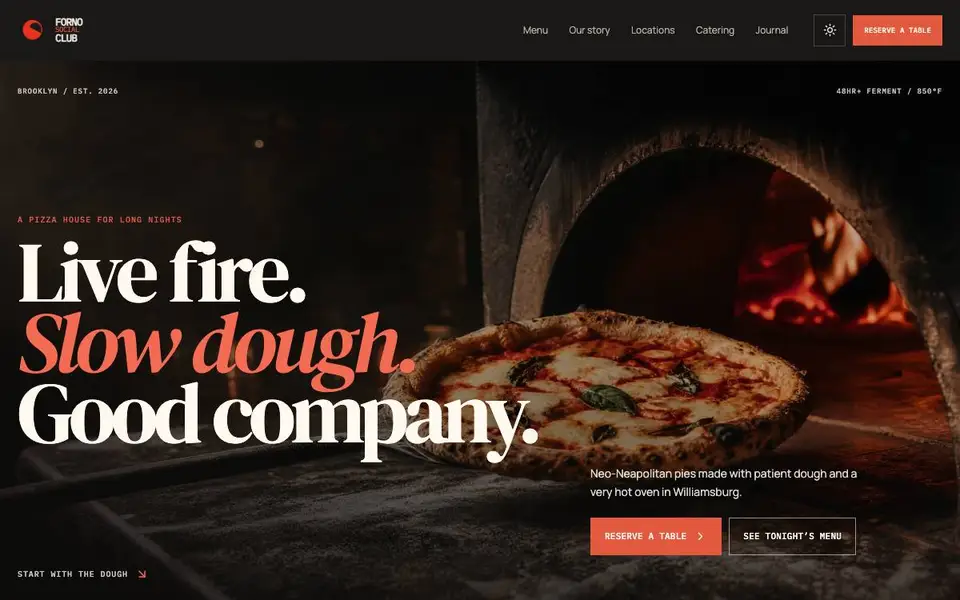 Neo Neapolitan Pizza House website screenshot