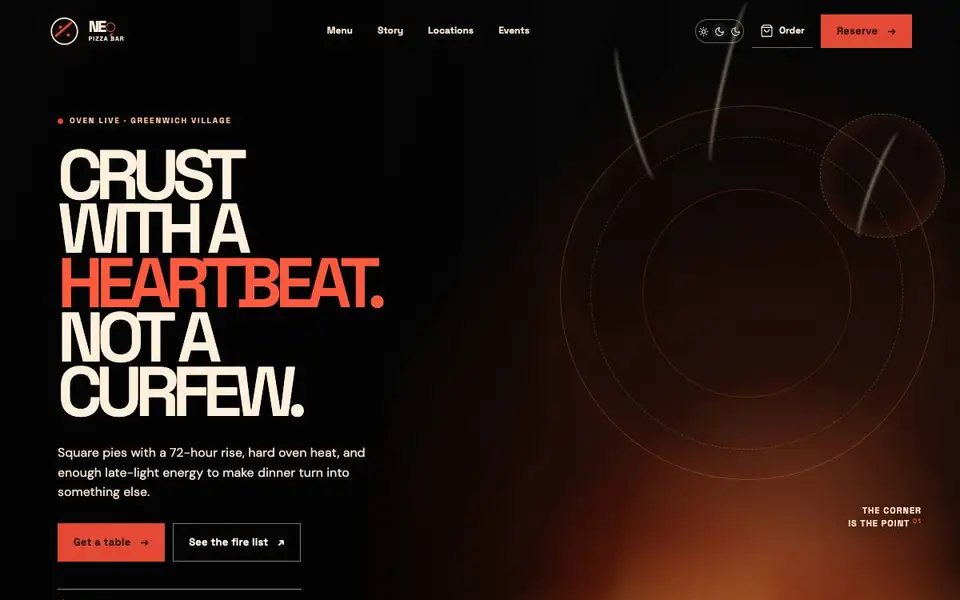 Neo Pizza Bar website screenshot