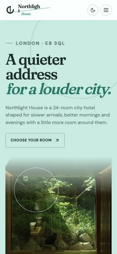 Northlight House — Boutique City Hotel mobile website preview