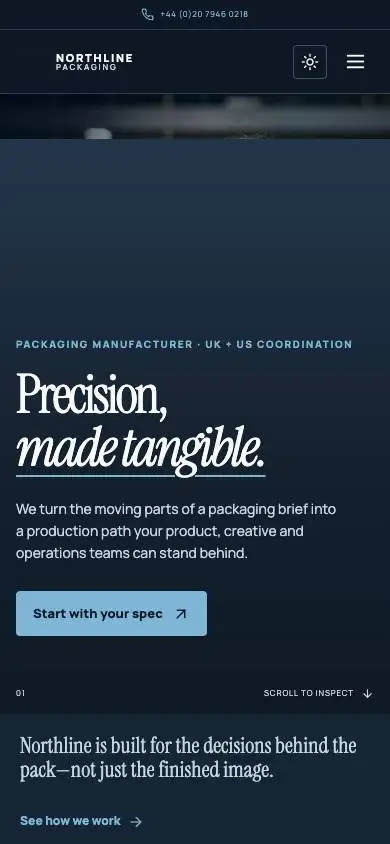 Northline Packaging — Portfolio Website mobile website preview