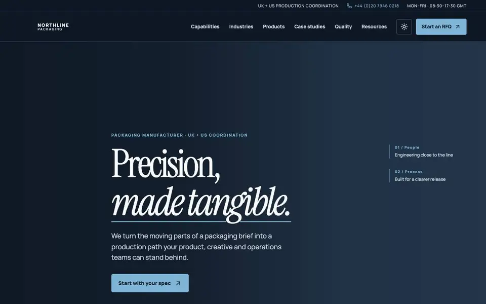Northline Packaging — Portfolio Website website screenshot