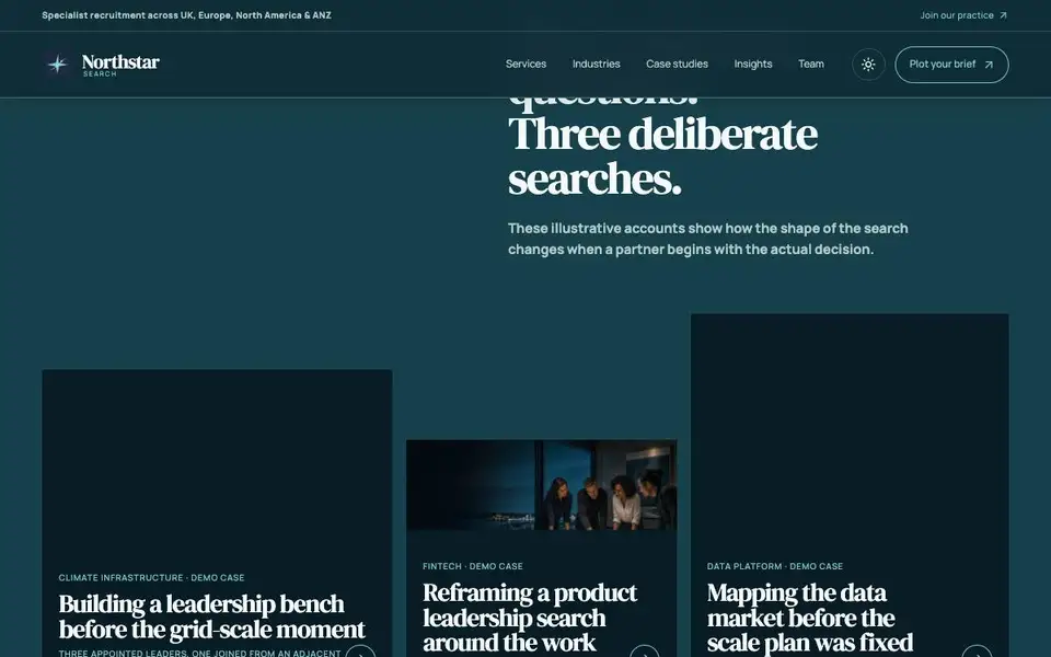 Northstar Search — Specialist Recruitment Agency interior page and content preview