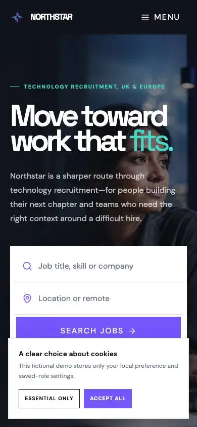 Northstar Talent mobile website preview