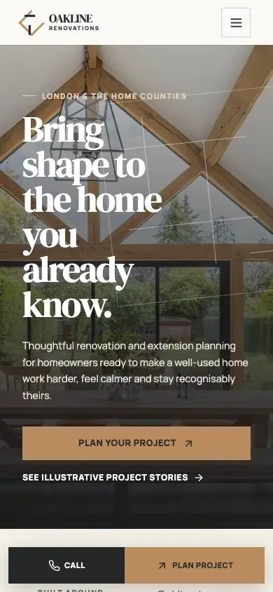 Oakline Renovations mobile website preview