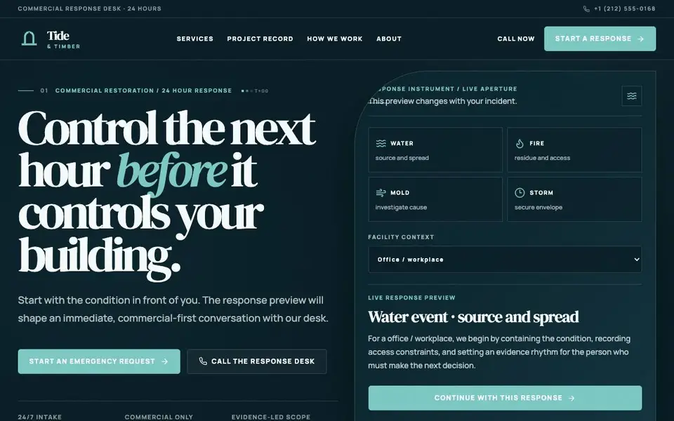 Tide & Timber Restoration website screenshot