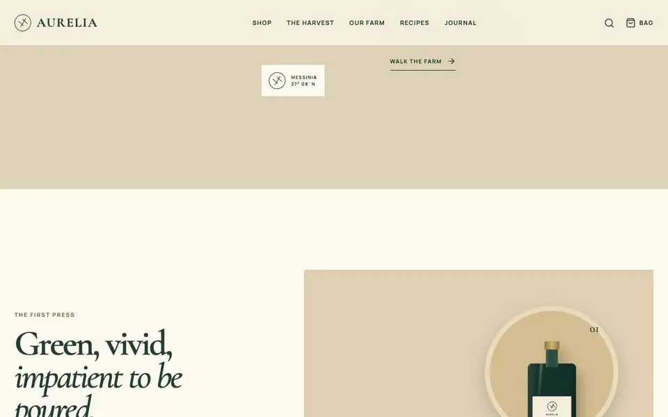 Olive Oil Premium interior page and content preview