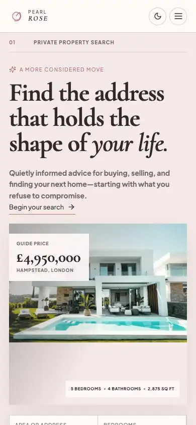 Pearl Rose — Luxury Residential Brokerage mobile website preview