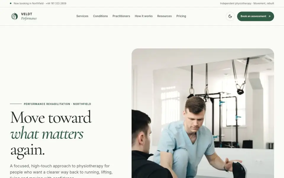 Veldt Performance website screenshot