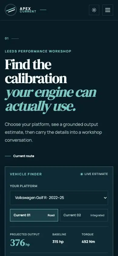 Apex Current — Performance Tuning Shop mobile website preview