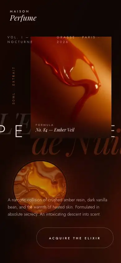 NŪR ALCHEMY — Perfume Atelier mobile website preview