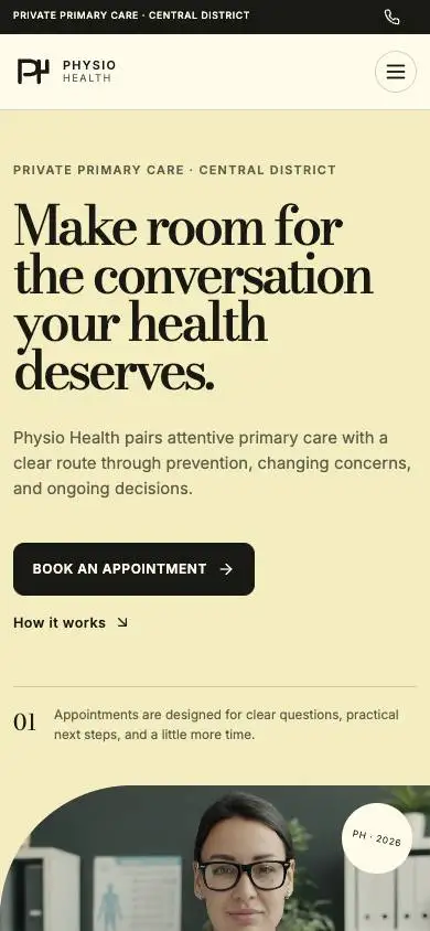 Physio Health — Private Primary Care Clinic mobile website preview
