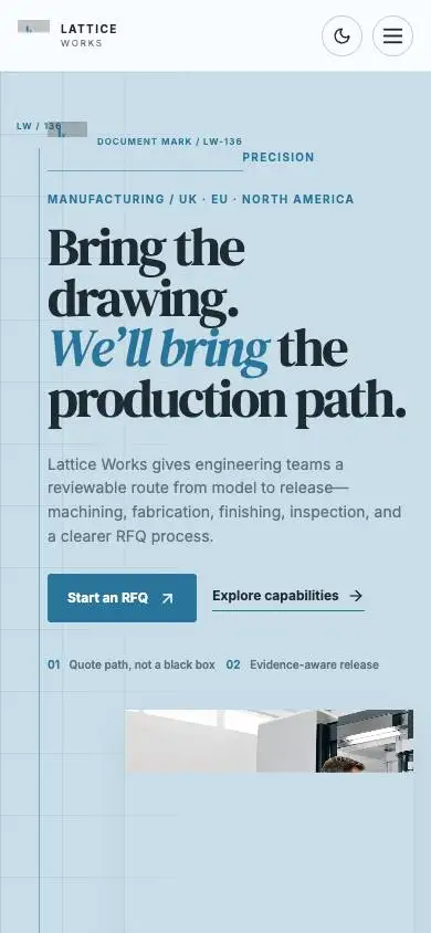 Lattice Works — Precision Manufacturing Studio mobile website preview