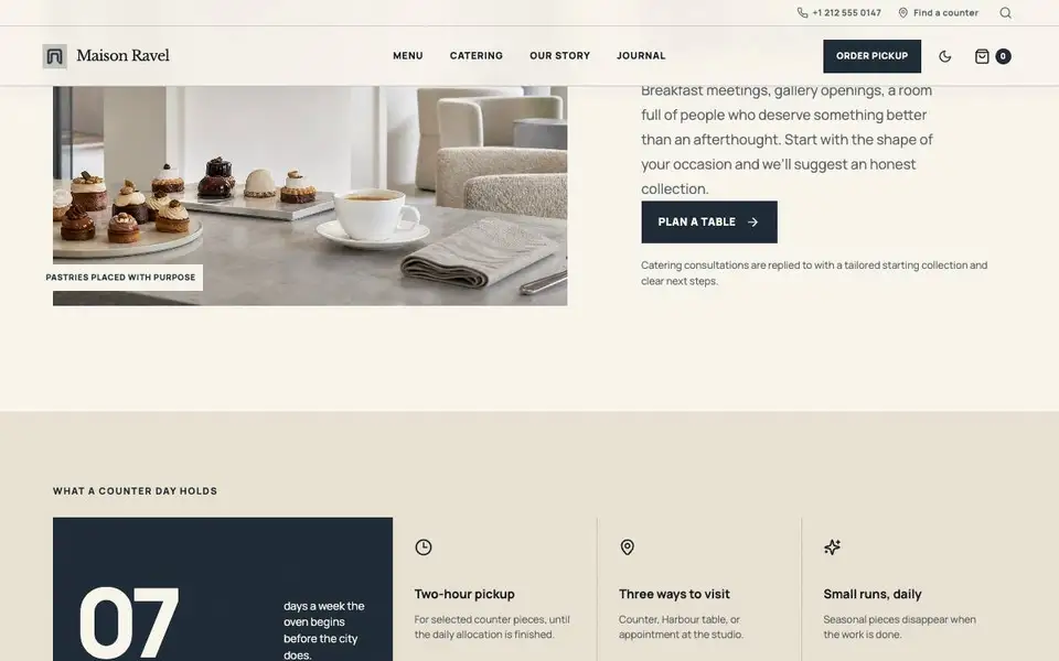 Maison Ravel — Premium Patisserie interior page and content preview