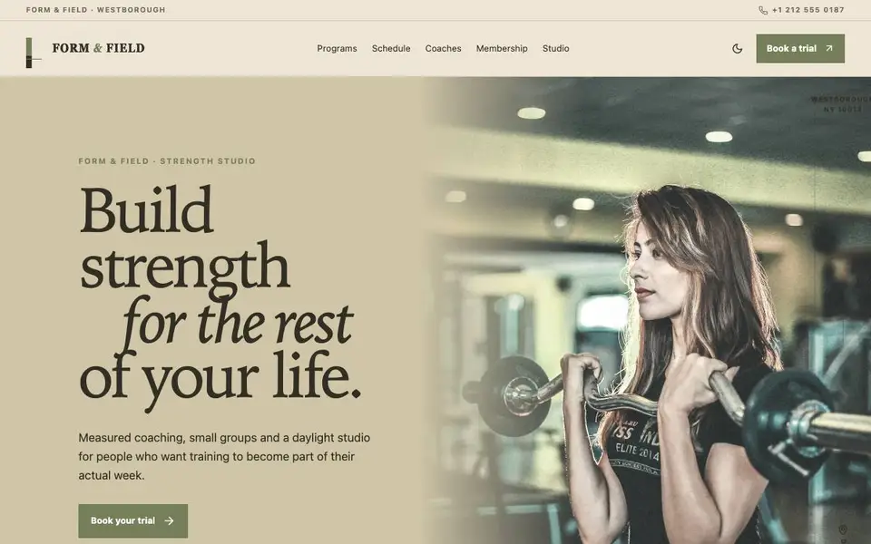Form & Field — Premium Strength Gym Website website screenshot