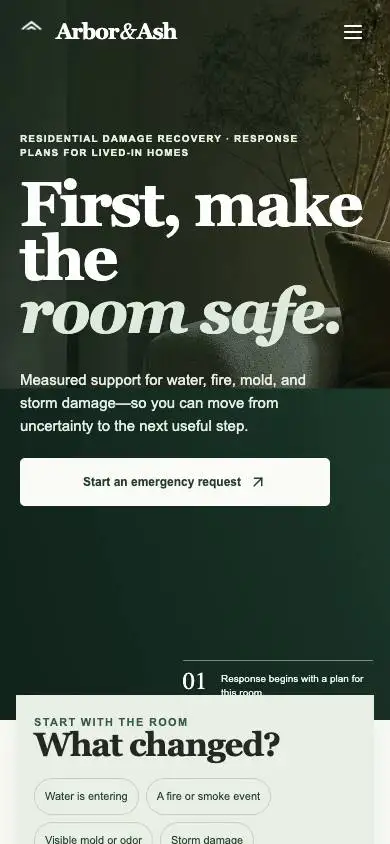 Arbor & Ash — Residential Damage Recovery mobile website preview