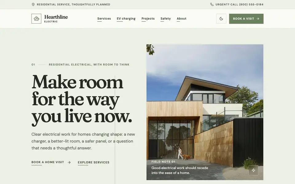 Hearthline Electric website screenshot