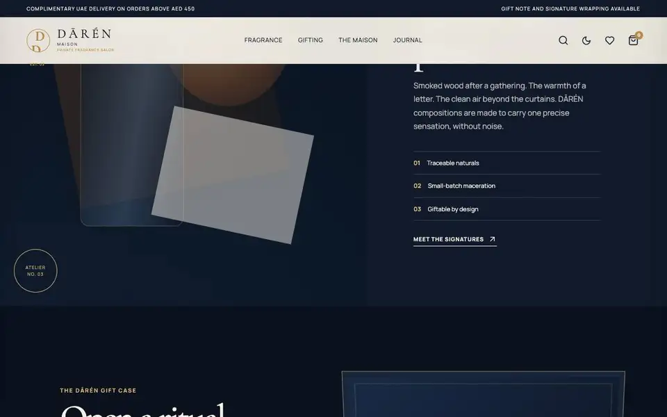 DĀRÉN Maison interior page and content preview