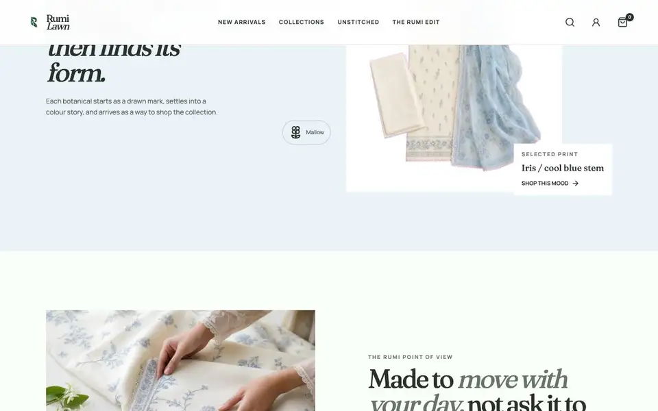Rumi Lawn interior page and content preview