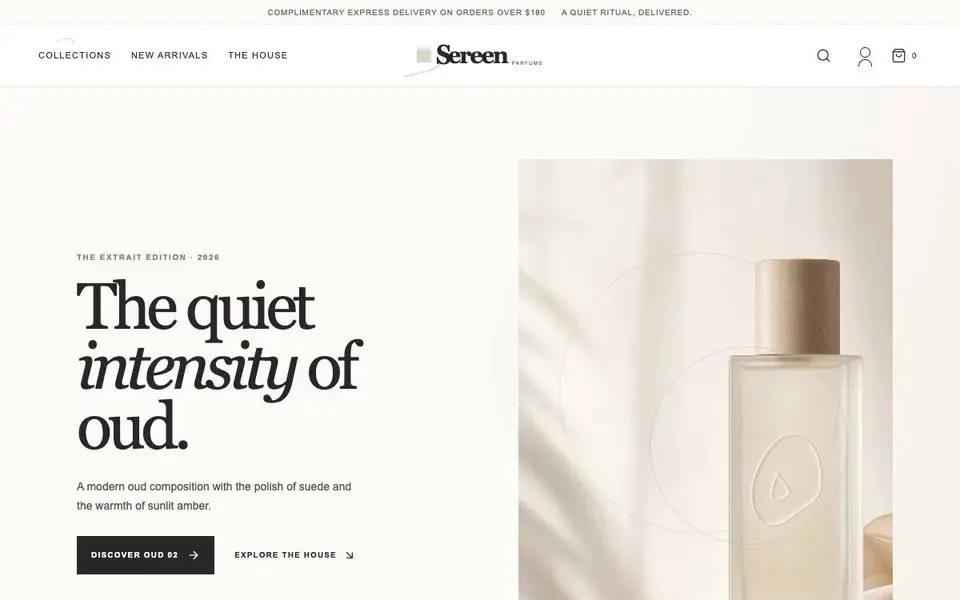 Sereen Parfums website screenshot