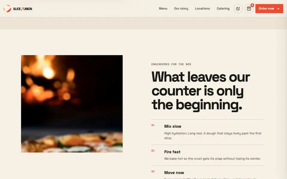 Slice Union — Digital-First Pizza Delivery interior page and content preview
