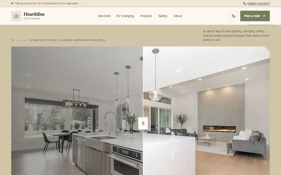 Hearthline Electrical website screenshot