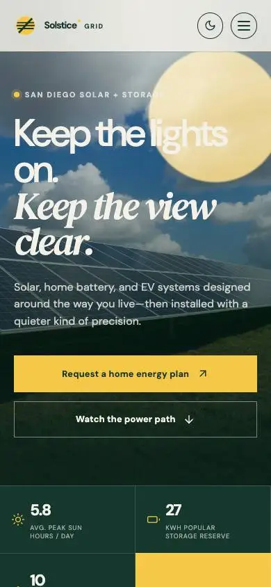 Solstice Grid — Solar + Home Battery Installer mobile website preview