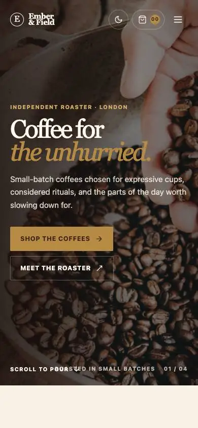 Ember & Field — Specialty Coffee Storefront mobile website preview